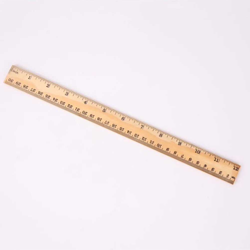 12pcs Wooden Ruler 30cm Double Scale Student Stationery Classroom Office Home Multi Function Straight Ruler Easy Read Clear