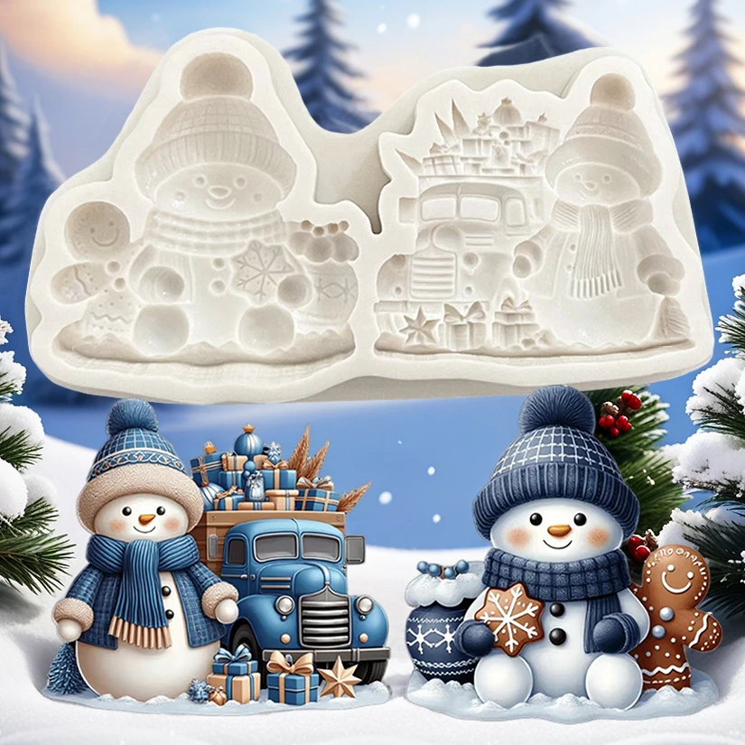 Gingerbread Man Snowman Christmas Silicone Sugarcraft Mold Cupcake Baking Mould Fondant Cake Decorating Tools