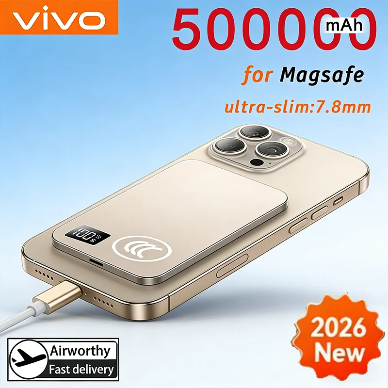 

ViVO Ультратонкий мобильный аккумулятор емкостью 500000 мАч для портативного MagSafe, сертифицированный 3c магнитный беспроводной электронный дисплей с быстрой зарядкой