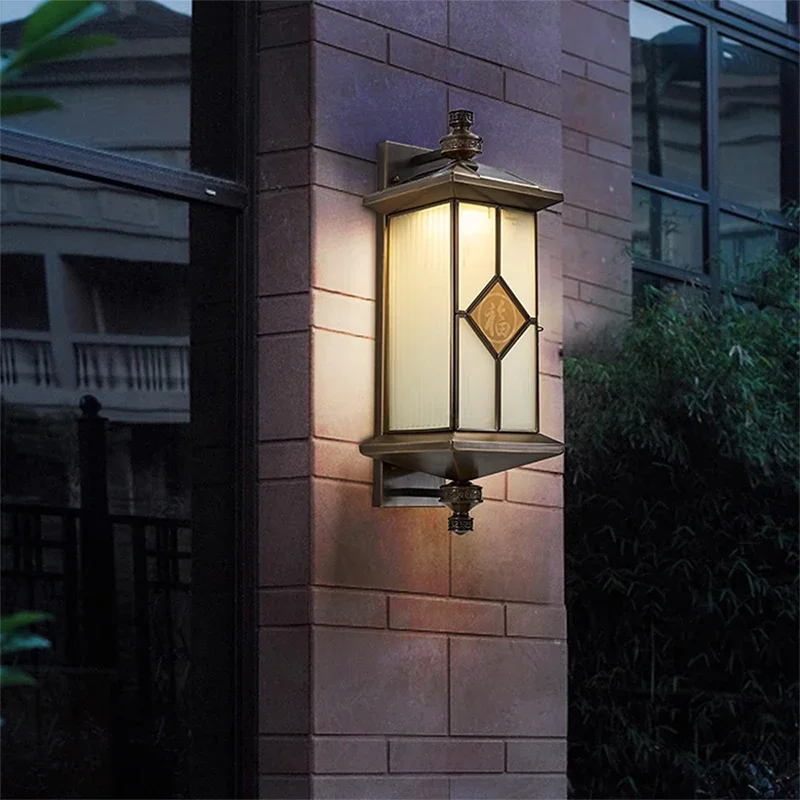 BERTH Contemporary Solar Brass Outdoor Wall Lamps Simplicity Waterproof Creative Balcony Hallway Courtyard Villa Gate Hotel