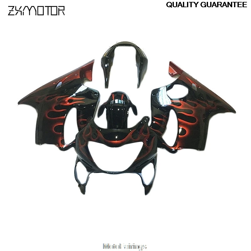Red Flames Black Injection Motorcycle parts Fairing kits for Honda CBR600 F4 1999 2000 fairing set cbr 600 f4 99 00 NO.10