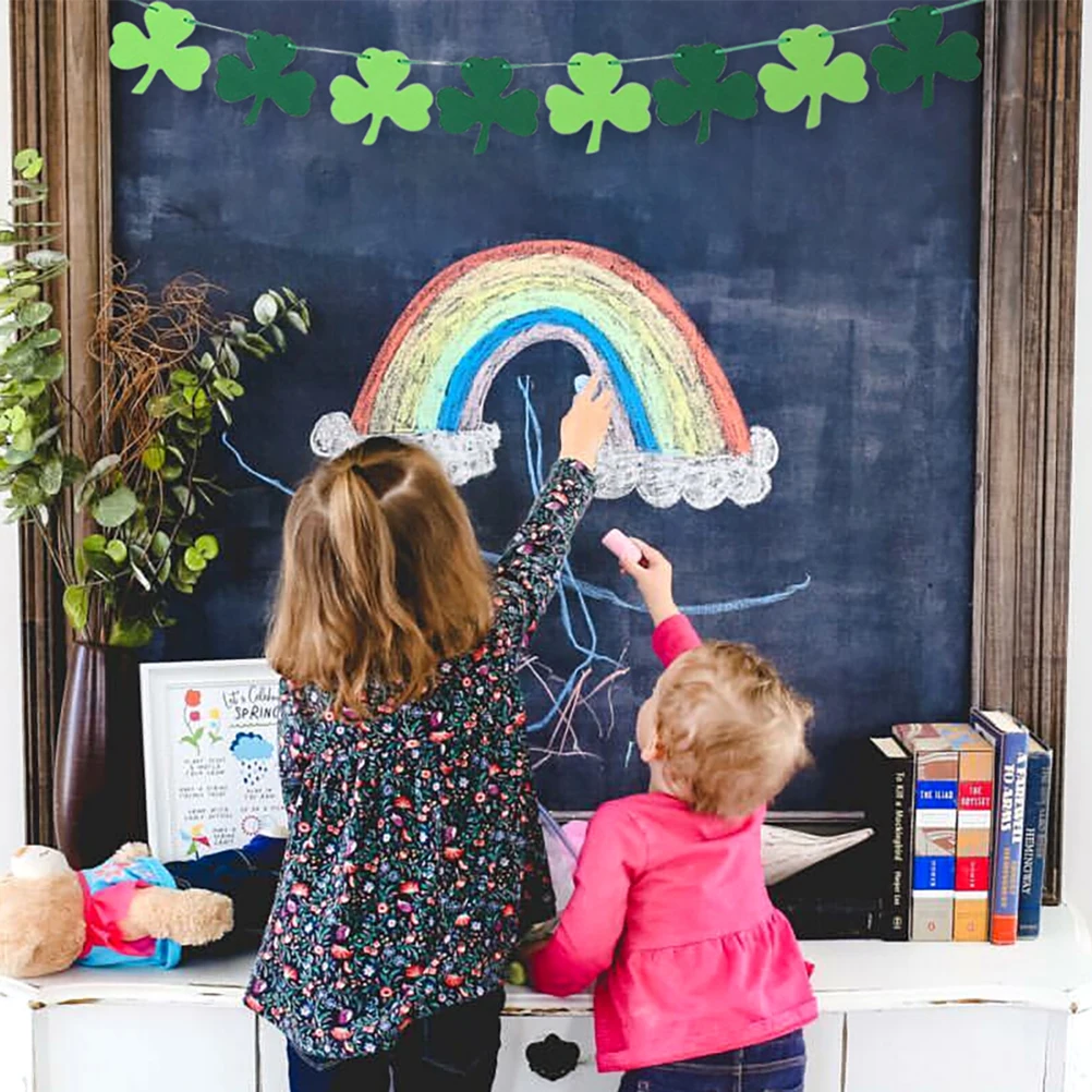 

Flag Greenery Banner Four Leaf Hanging DIY Decoration Party St Patrick Shamrock Pattern Festive Touch Photo Props