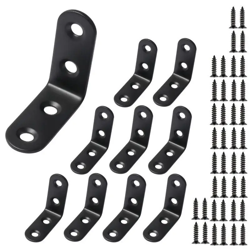 {QTG333} 10/20 Pcs Angle Bracket Stainless Steel Right Shelf Support Corner Bracket 90° Furniture L/I Shape Bracket