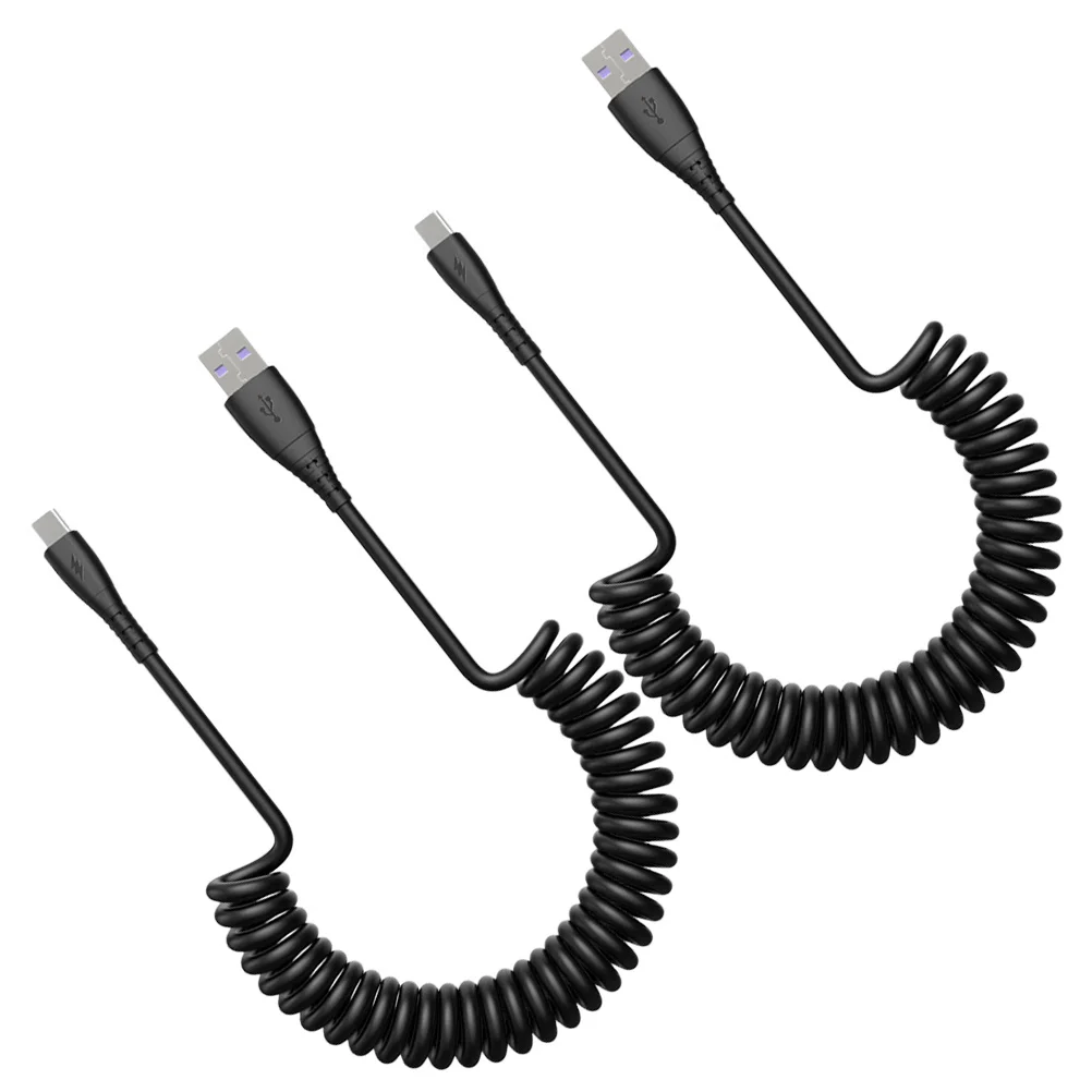 

2Pcs USB Type-C Cable Spring Cord High-Speed Charging Data Flexible Durable Portable Phone Accessory Type-C Cable