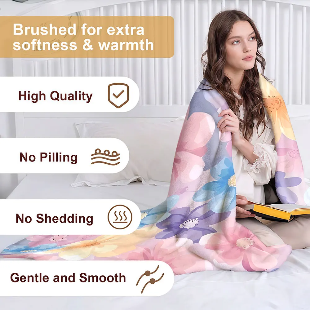 Bloss Soft Warm Flannel Blanket Lightweight Cozy Christmas Halloween Home Decor Room