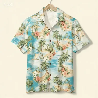 

Мужская повседневная рубашка с коротким рукавом в гавайском стиле с принтом тропических пальм, пляжная рубашка на пуговицах, женские блузки с цветочным принтом