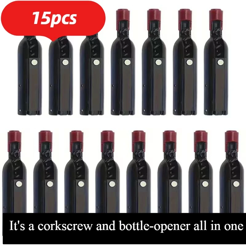 15pcs Wedding Gifts Bottle Opener Magnet for Refrigerator Foldable Wine Opener Champagne Corkscrew for Wedding Favors