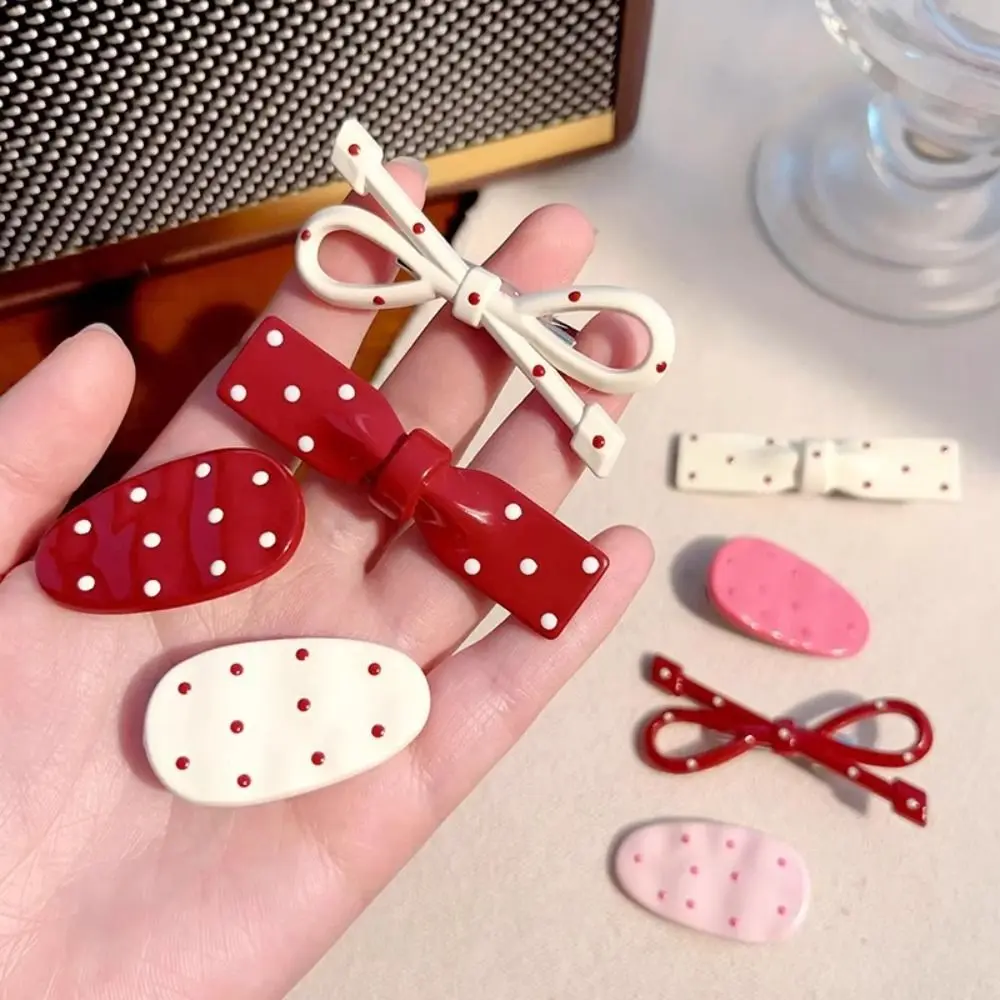 6 قطعة/المجموعة الأزياء الحلو البيضاوي القوس مشبك شعر ملون البولكا نقطة منقار البط مقاطع دبابيس الشعر إكسسوارات الشعر #3