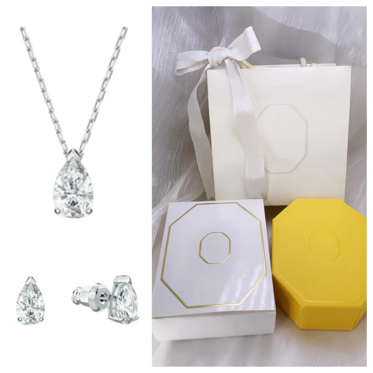 

TOP Charm Pearl Inlaid Platinum Necklace Elegant Charm Water Drop shaped Decoration Women's Niche Design Romantic Stone Crafts