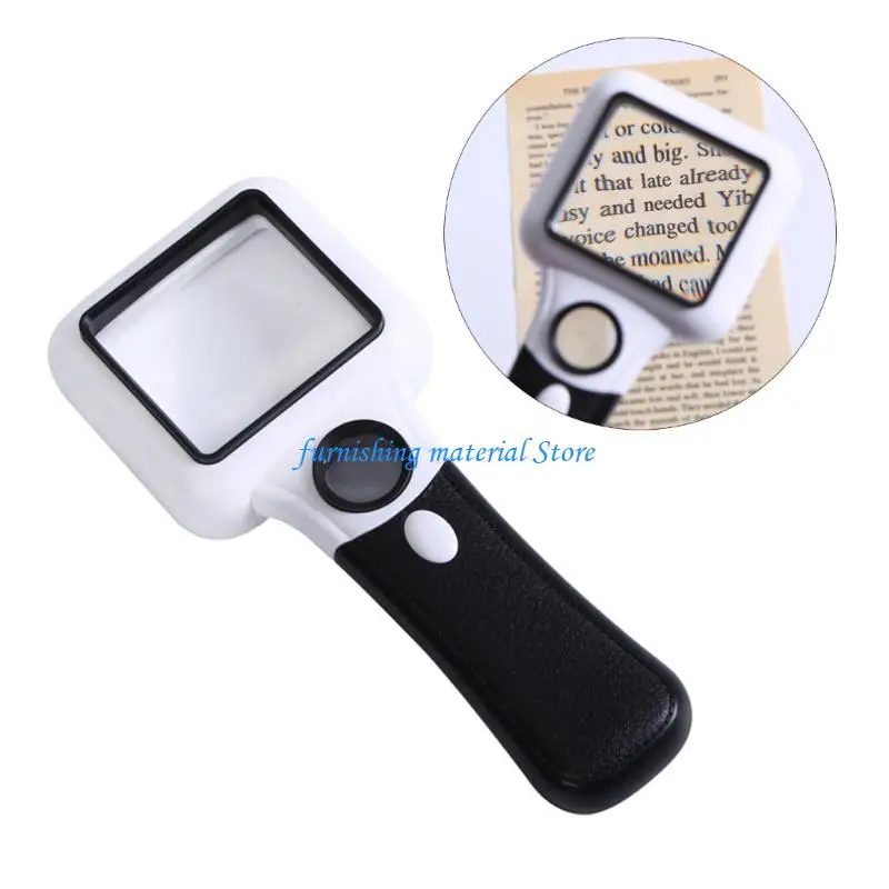 Y5GD 5 45X Glass Lens Handheld Eye Loupe Magnifier with LED Light for Senior Reading Jewelry Inspection
