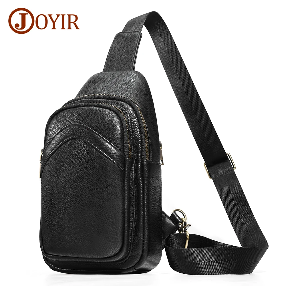 JOYIR 정품 가죽 남성 레르토 체스트 팩, 7.9 인치 아이패드용 여행 슬링백, 트렌디 캐주얼 숄더백, 크로스바디백, 사첼백 