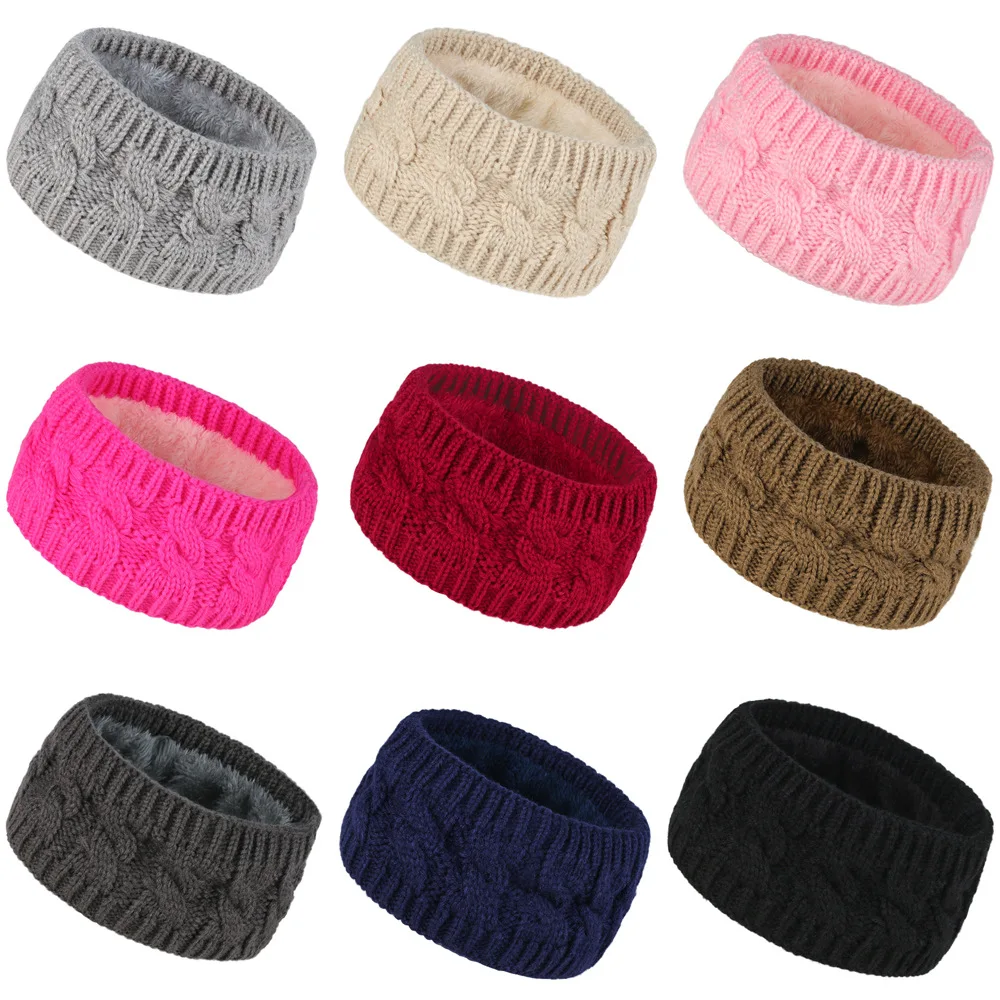 Winter Fleece Lined Knit Headband Ear Warmer for Women Sports Running Extra Wide Cozy Ear Cover