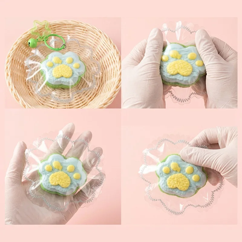 Mini Cute Cat Paw Stress Relief Press Toy Edge-sewn Soft Rebound Decompression Fun Relax Toys Backpack Accessory Birthday Gifts