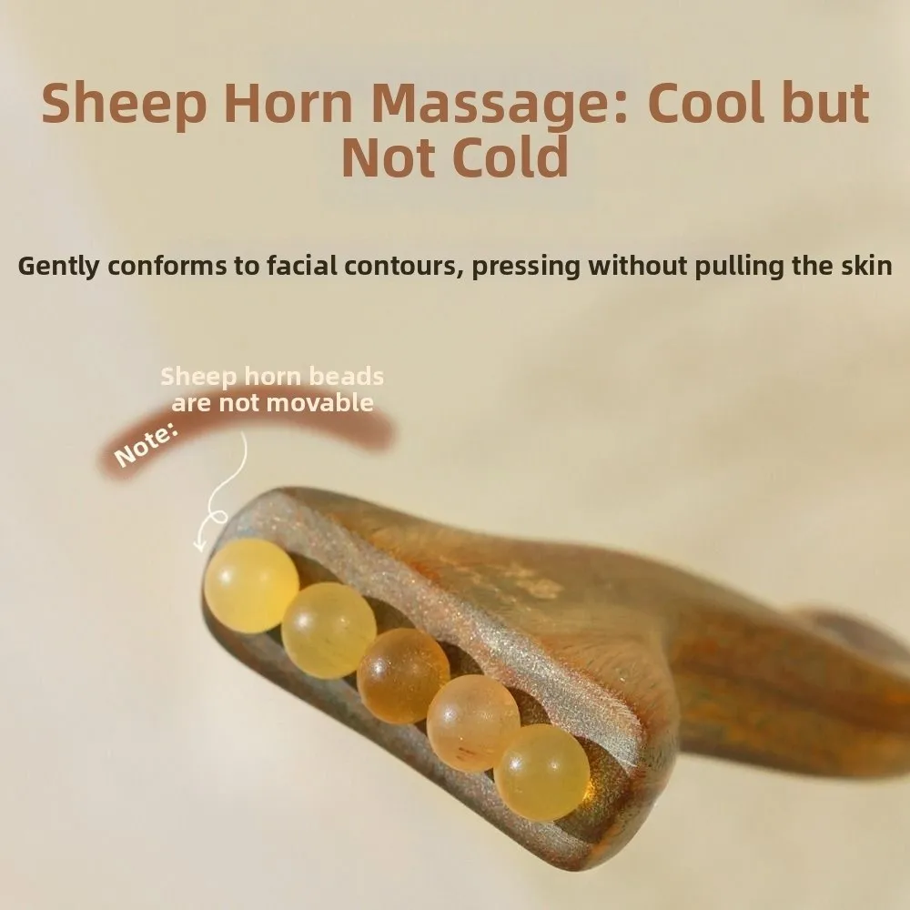 Durable Wood Facial Gua Sha Tool with Beads Handheld Meridian Massager Point Acupoint Massager Body Gua Sha