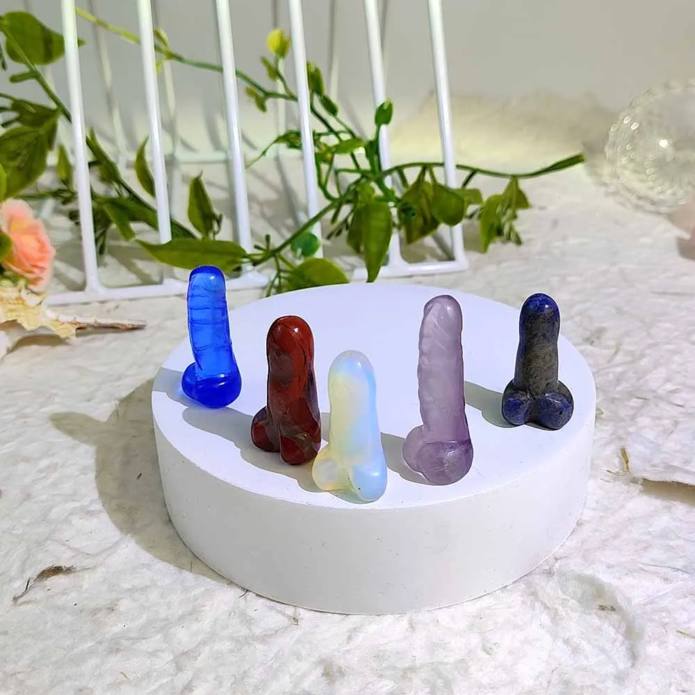 1pc Natural Crystal Genitals Shaped Statue Hand Carved Dding Healing Reiki Home Decor Gemstone Pendant Accessories Gifts