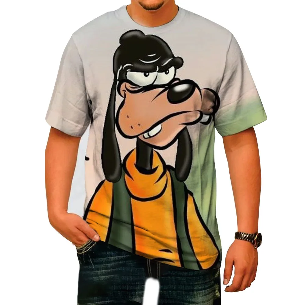 Disney Goofy cartoon print T-shirts Men Clothing Summer Fashion Casual Short Sleeve Cool T Shirt Harajuku Streetwear Tops Tee 