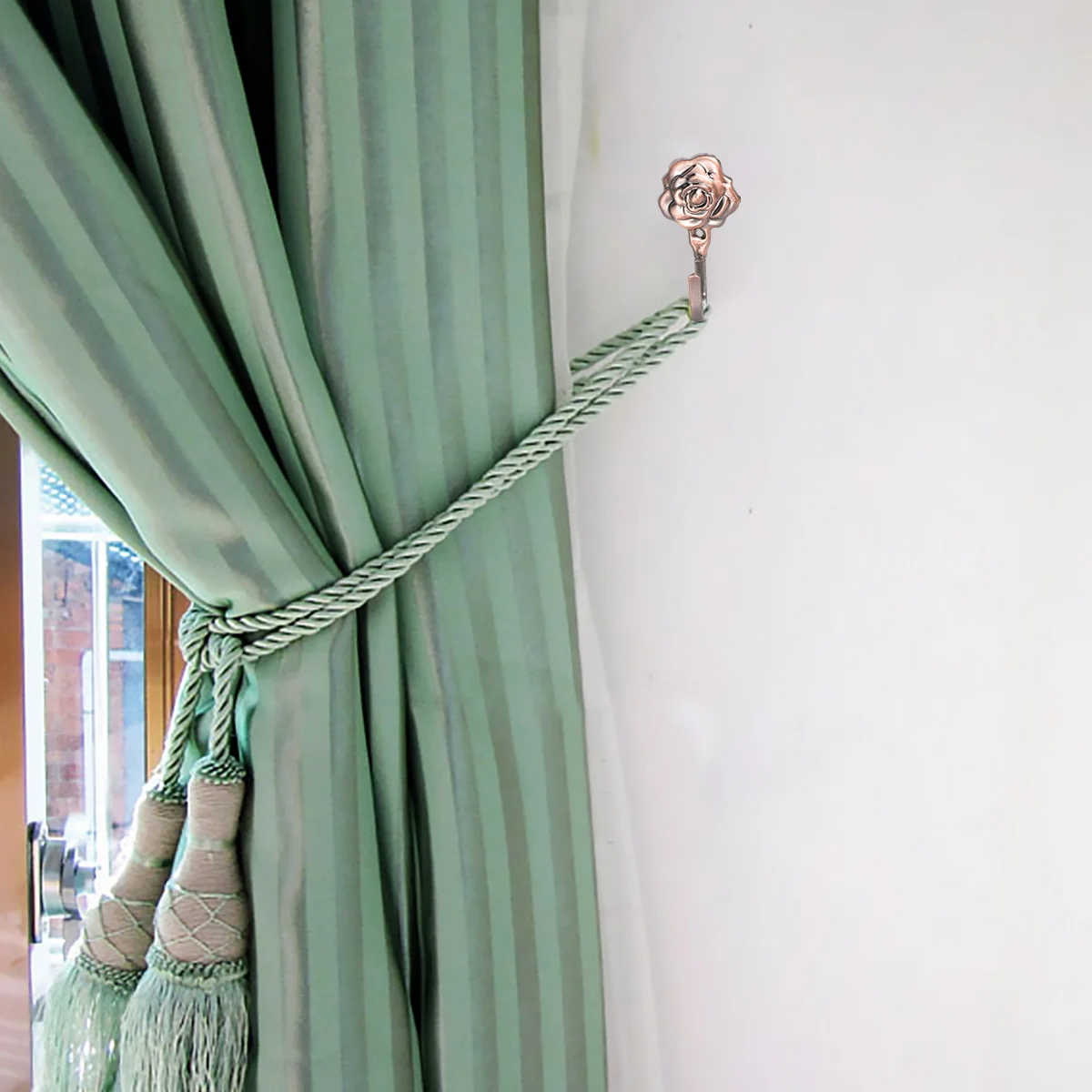 

3Pairs Metal Curtain Hooks Vintage Rose Carved Classic Tieback for Door Wall Hat Clothes Copper Rose Curtain Hooks