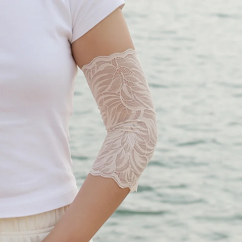 

1 Pair Women Lace Elbow Arm Sleeve Thin Cover Tattoo Scar Decoration High Resilience Medium Long Sweet Fake Sleeves Dancing Yoga