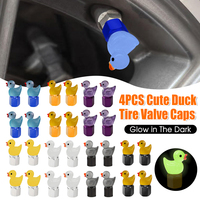 4PCS Cute Duck Tire Valve Caps Glow in The Dark Tire Air Valve Caps Luminescent Valve Covers For Cars Motorcycles And Bicycles