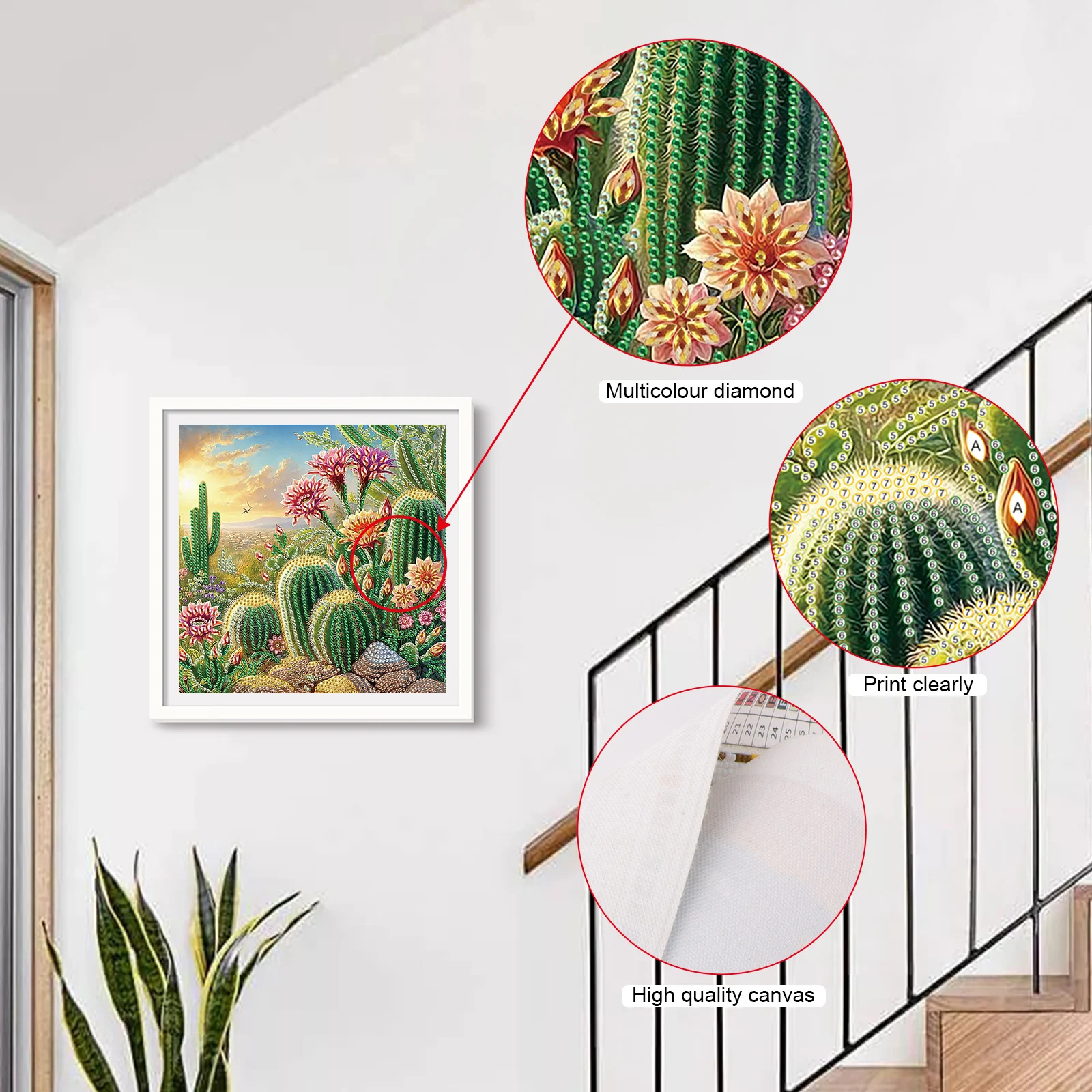 5D DIY Diamond Painting Flower Kit Cactus Decoration DIY Alien Drill Diamond Mosaic Art Gift Crafts Wall Home Decoration - view 4