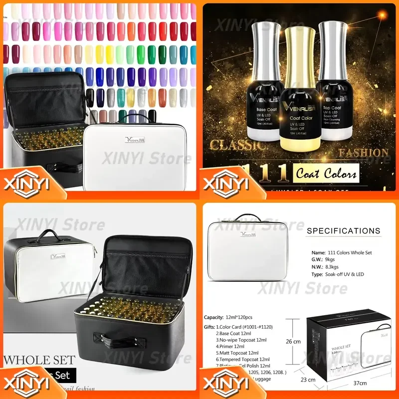 12ml Gel Nail Polish Kit UV Gel Supplies 120 Pcs Nail Varnish Set Including Base Top Gel Color Chart Bag