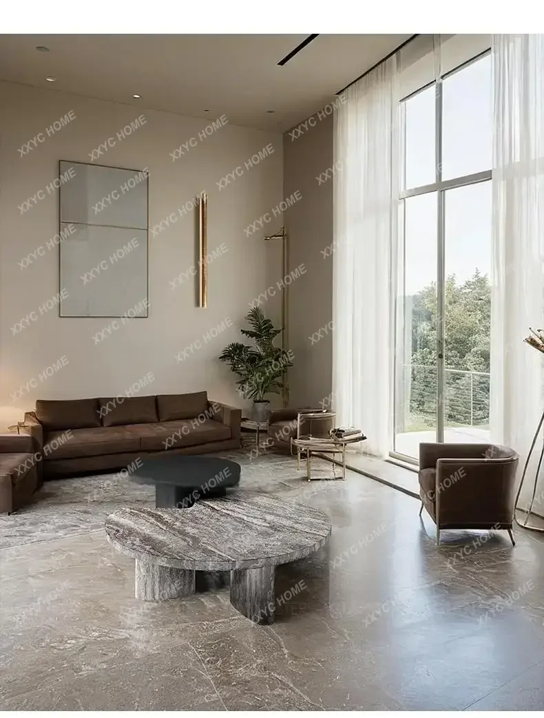 CXDZ  Luxury Geometric Marble Coffee Table Set, Modern Natural Stone Center Table For Living Room, Premium Designer, Customizabl
