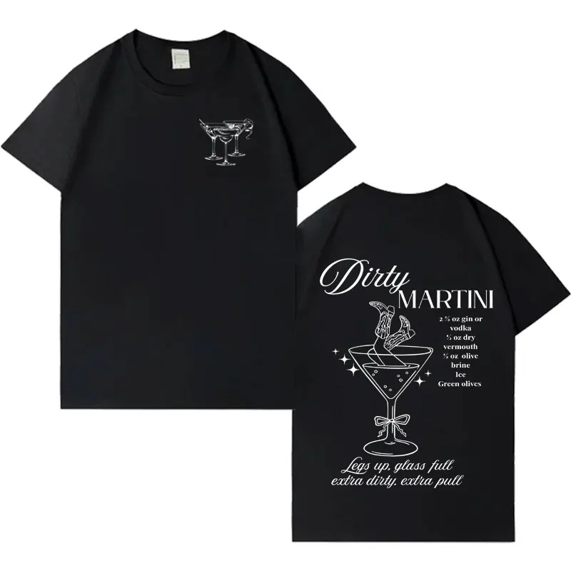 

Trendy Martini Pattern Casual High Quality T-shirt Men Women Summer Harajuku Hip Hop Round Neck Short Sleeve Cozy Clothes Unisex