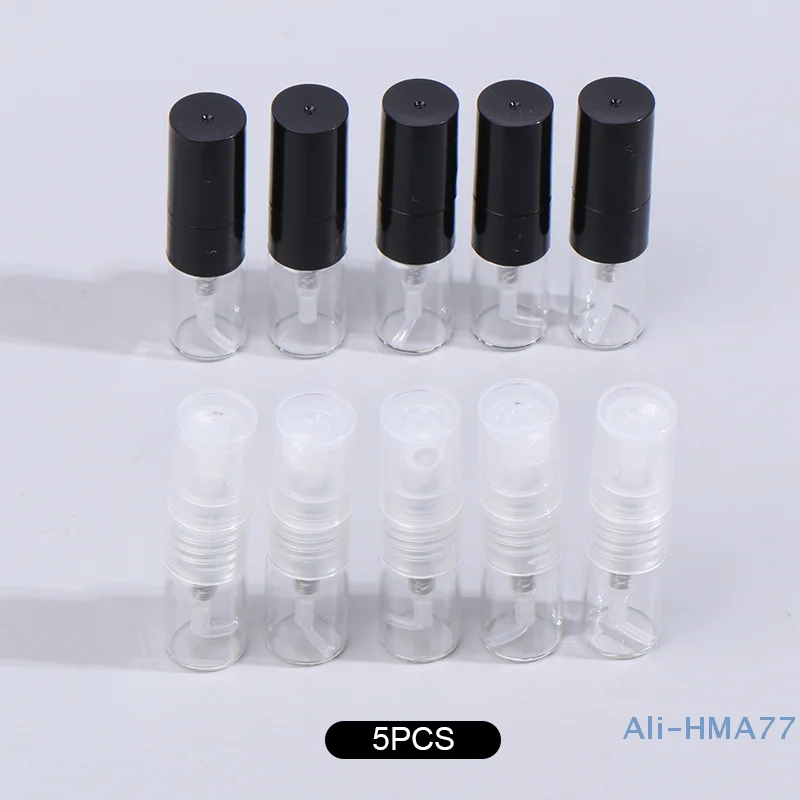 5pcs 1ML Portable Glass Perfume Spray Refillable Bottle Direct Pumping Sample Dispenser Fine Spray Press