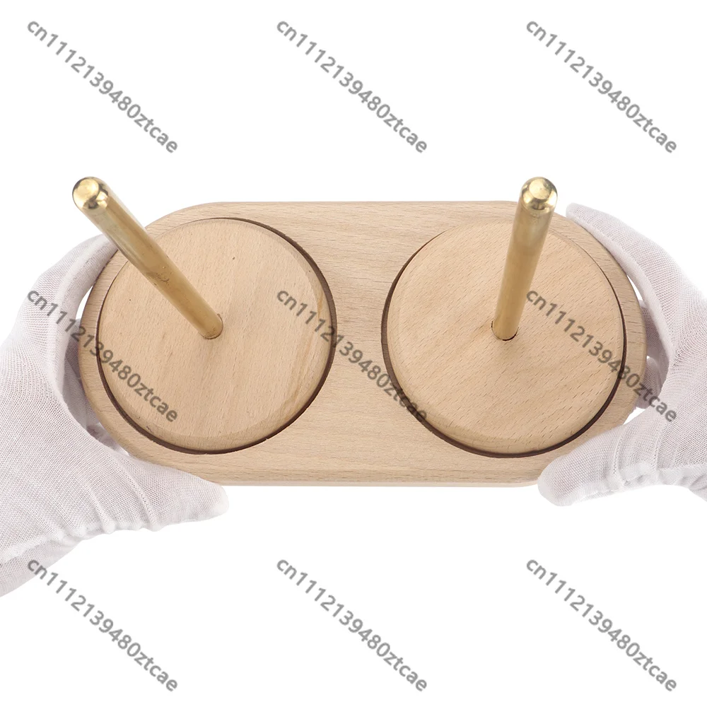 Double Wood Yarn Spinner Spool Holder Winder Tabletop Thread Stand For Knitting Crochet DIY Art Project