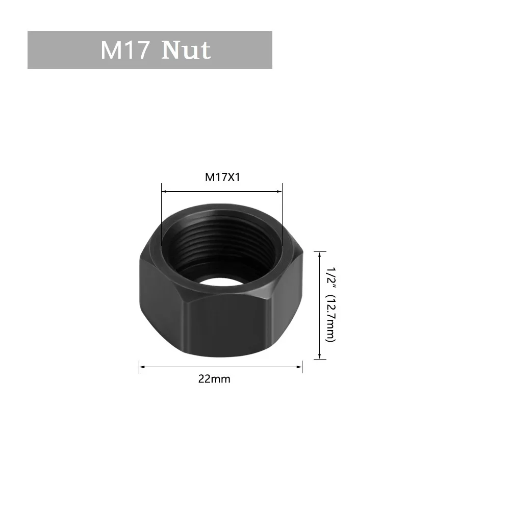 1x M17 Collet Chuck Adapter With Nut 6 / 6.35/ 8/ 9.5/ 10mm Wood Engraving Trimming Machine Electric Router Milling Cutter Tool