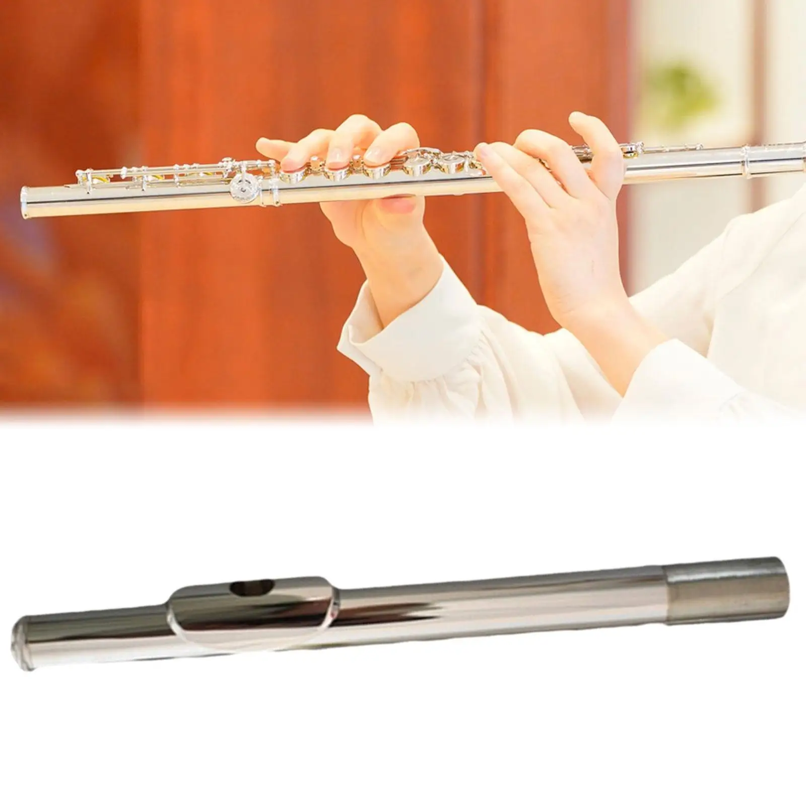 

Flute Head Joint,Mouthpiece Joint Replace Parts,17 Hole Accessory,Flute Mouthpiece Pipe Accessories,Plating for Orchestra