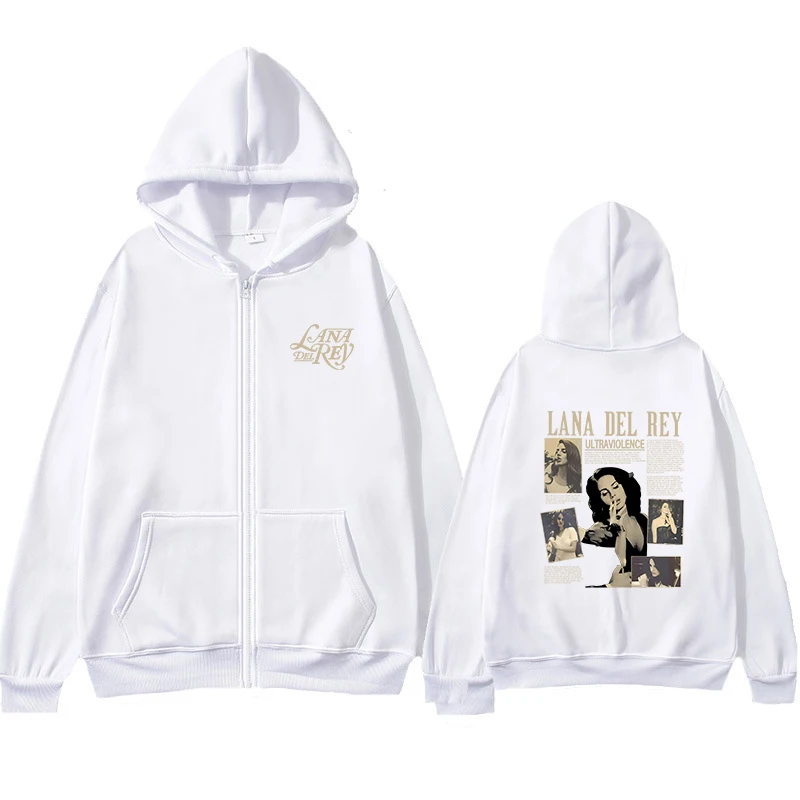 Lana Del Rey Zip Up Hoodies Men Women Singer Fans Gift Hooded Sweatshirts Long Sleeve Fleece Casual Clothing Zip-up Jacket Coats