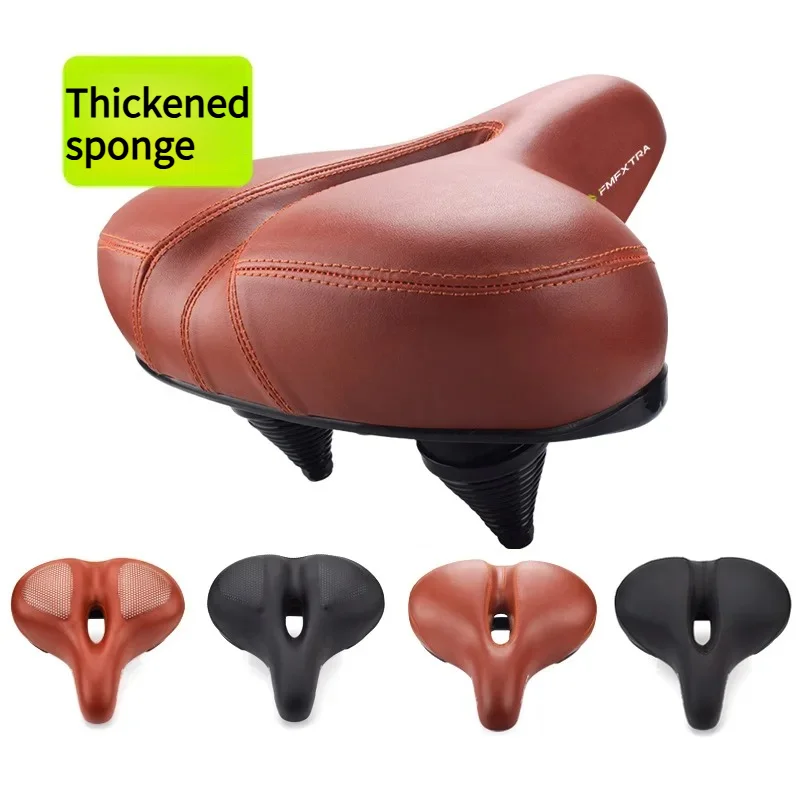 

Mountain bike seat cushion Electric seat cushion spring shock absorption, thickened sponge, enlarged comfortable silicone saddle