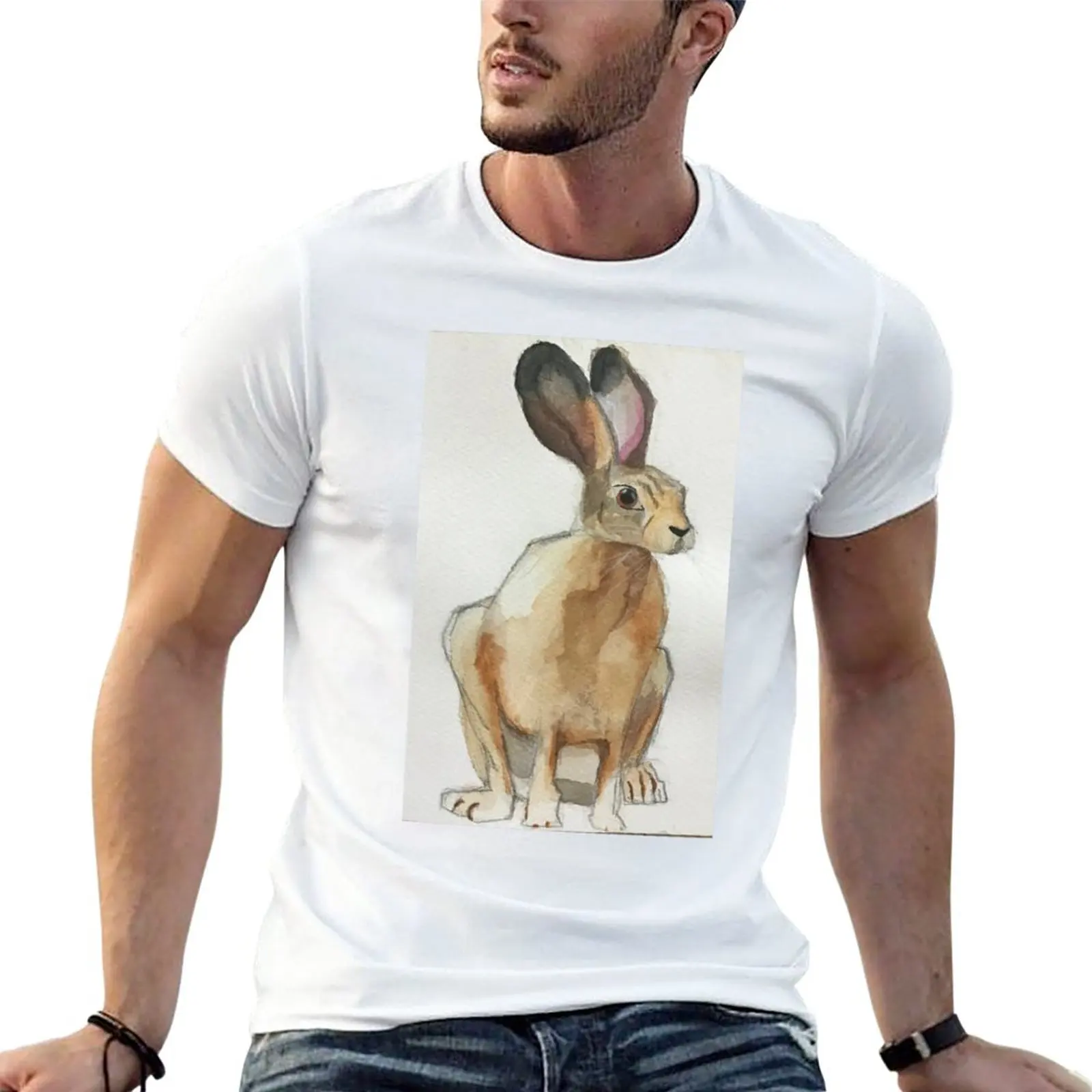 Watercolour hare T-Shirt new edition Blouse plain black t shirts men