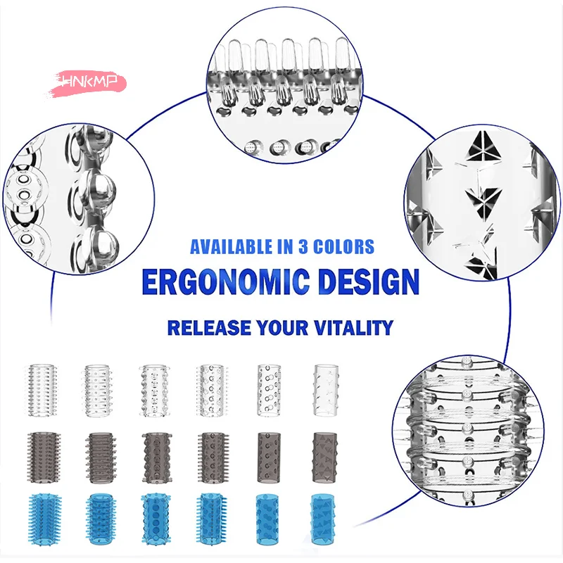 6Pcs Soft Elastic Penis Extension Sleeves Delay Ejaculation Cock Extender Condoms Increase Dick Size Adult Sex Toys for Men view 3