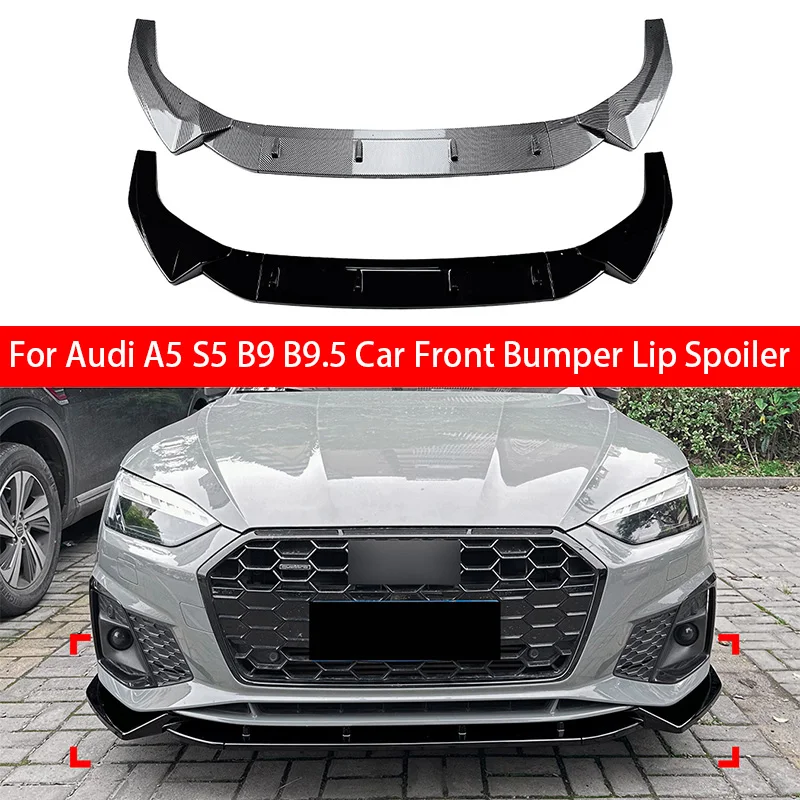 

For Audi A5 S5 B9 B9.5 Car Front Bumper Lip Spoiler Splitter Diffuser Retrofit A5 8W TFSI TDI S-Line 2020-2024 Facelift Bodykits