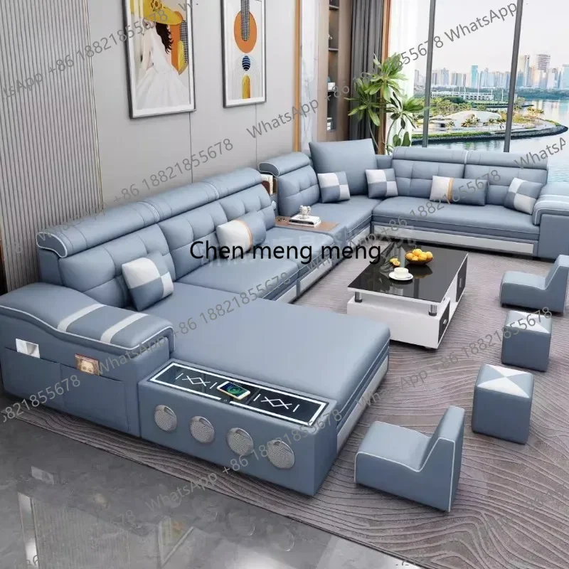 a55 Relaxing Multifunctional Sofa Retractable Reclining Couple Leather Sofa Modern Elegant Divani Soggiorno Home Accessories