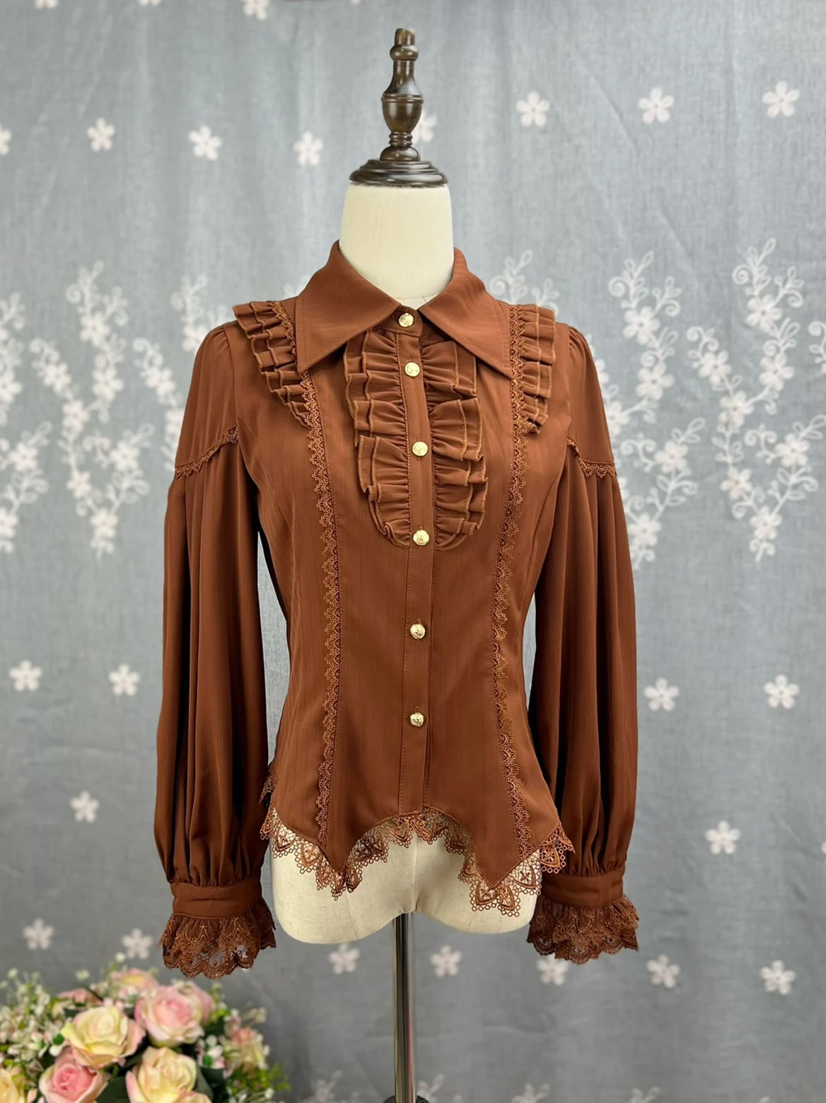 Dophee Original Spring Autumn Long Sleeve Blouses Vintage Turn-down Collar Slim Basic Shirts Elegant Lace Women Cardigans Top