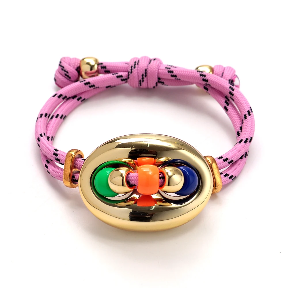 Trendy multicolor armband met varkensneus kralen voor vrouwen, nieuwe kleurrijke verstelbare handgeweven armband, 2026 mode sieraden