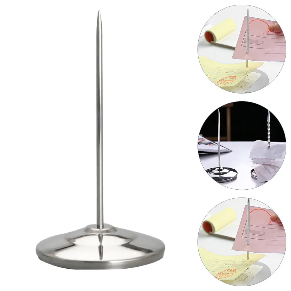 1Pc Stainless Steel Rod Memo Holder Paper Clip Bill Receipt Note Spike Stick Silver Kitchen Bar Counter Home Utility