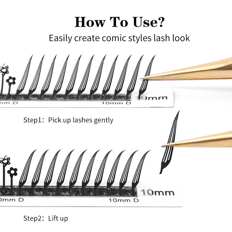 Extensión de pestañas de abanico prefabricadas Fox Spire, Pteris de Cosplay suave natural con forma de pluma alargada tus ojos pestañas de estilo volador