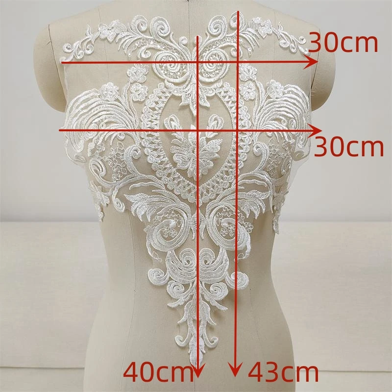 Hochzeitsschleier im europäischen Stil. Kopftuch, Brustspitze, Applikation, einärmeliges Kleid, Schleppe, DIY-Stickerei, Kragen, 2 Stück – Detail 2