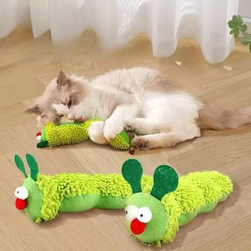 

Cat Chew Toys Caterpillar Catnip Molar Toy Silvervine Cat Teaser Interaction Toy Clean Mouth Kitten Toy Pet Supplies Accessories