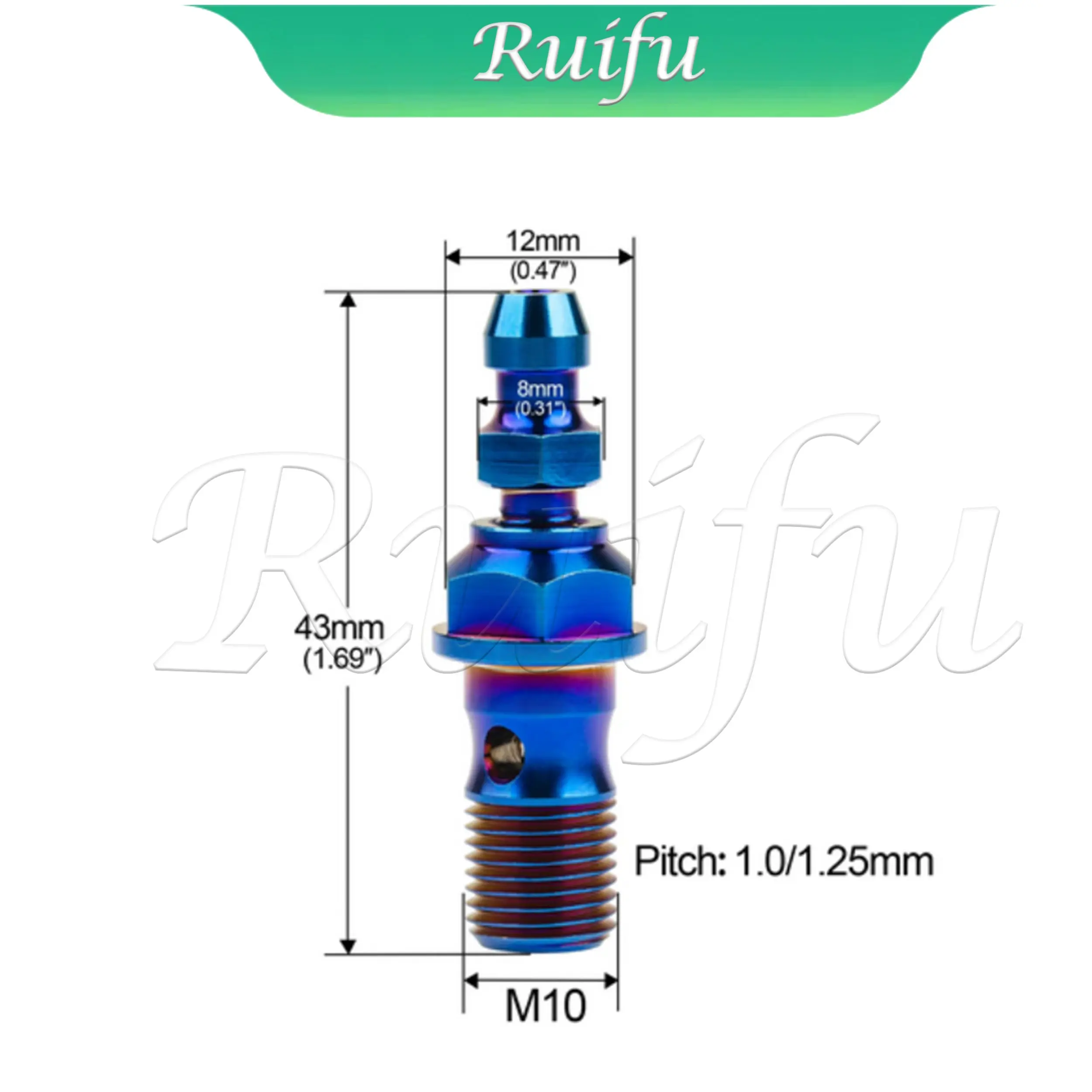 

Ruifu Titanium Bolt 6PCS Banjo Bolt M10 Pitch 1.0/1.25mm Single Hole Allen Key Head Screw for Motorcycle