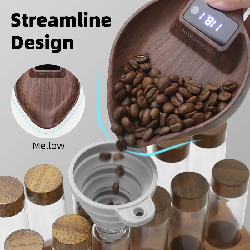 AliKisscafe مقياس القهوة الإلكترونية مقياس قياس الفول اسبريسو وزنها صينية العرض ABS رذاذ الشاي المطبخ باريستا ملحق #5