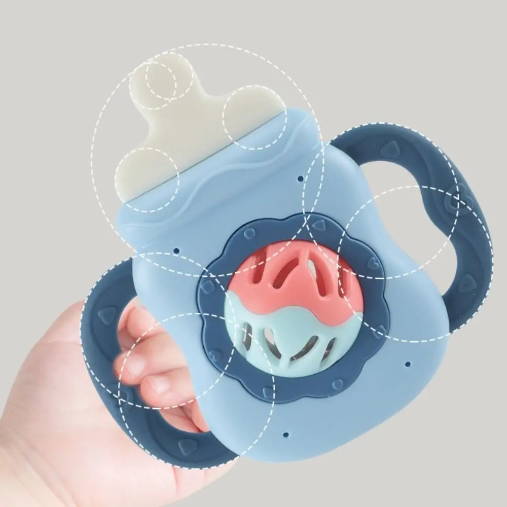 Baby Silicone Teether Food Grade Infant Chew Toys Milk Bottle Shape BPA Free Toddle Teething Ring With Rattles Gift For Chewing