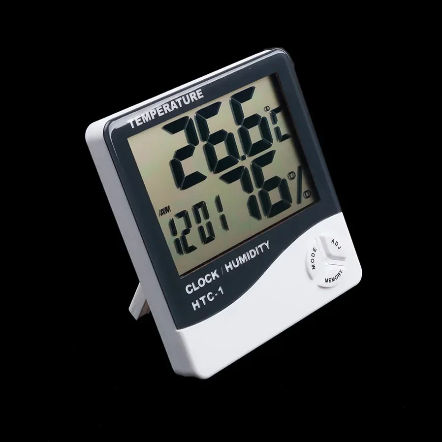 Digital Room LCD Thermometer Electronic Temperature Humidity Meter Hygrometer Weather Station Indoor Alarm Clock HTC-1