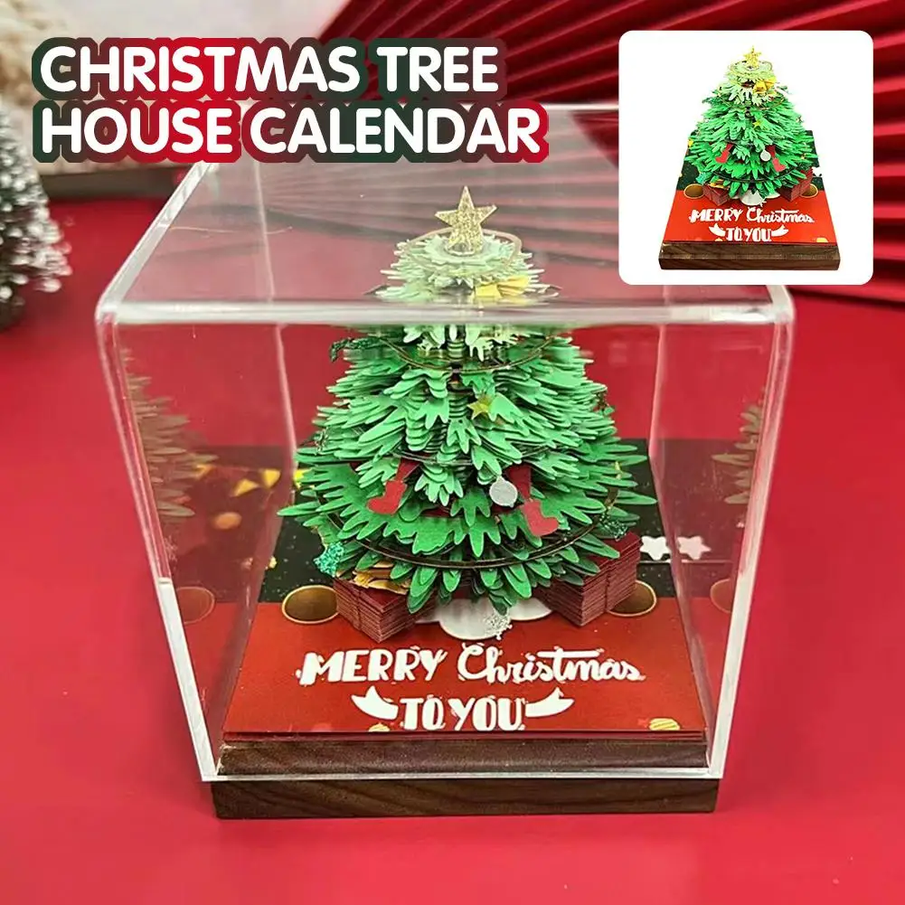 

3d Desk Calendar 2025 Christmas Tree House Tear-away Christmas Paper W Year New Gifts Art Lights Notepad 3d Led E7z0