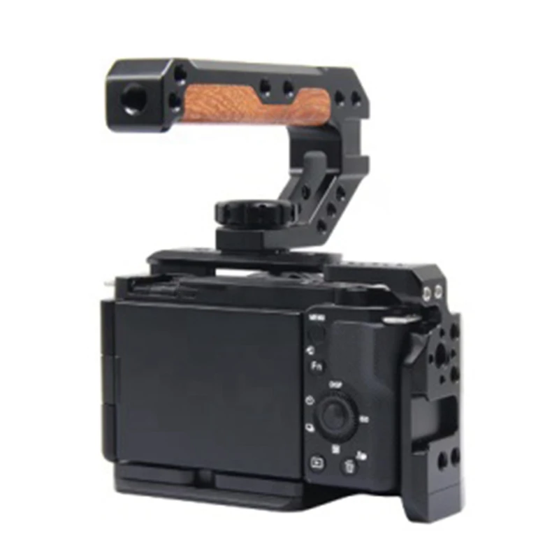 ●ARRl Locating Top Wooden Handle for Camera Cage with Cold Shoe for Microphone LED Light Monitor