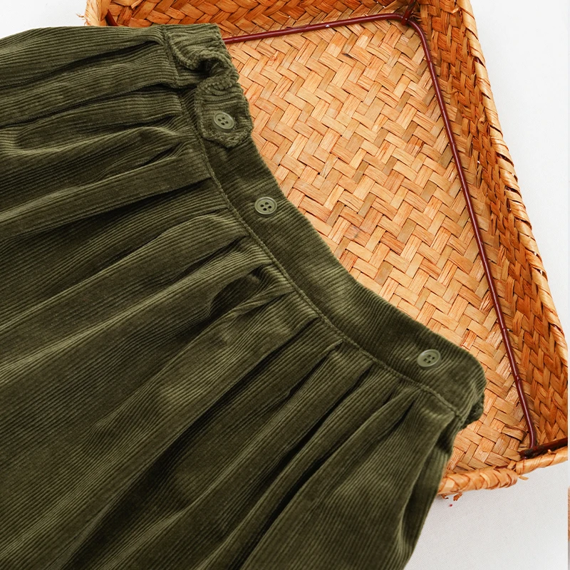 Retro Cord-Minirock mit hoher Taille für Mädchen, Frühlingsneuheit, verstellbare Knöpfe, elastische Taille, locker sitzende Kinderröcke, Mädchen-Winterkleidung – Detail 18